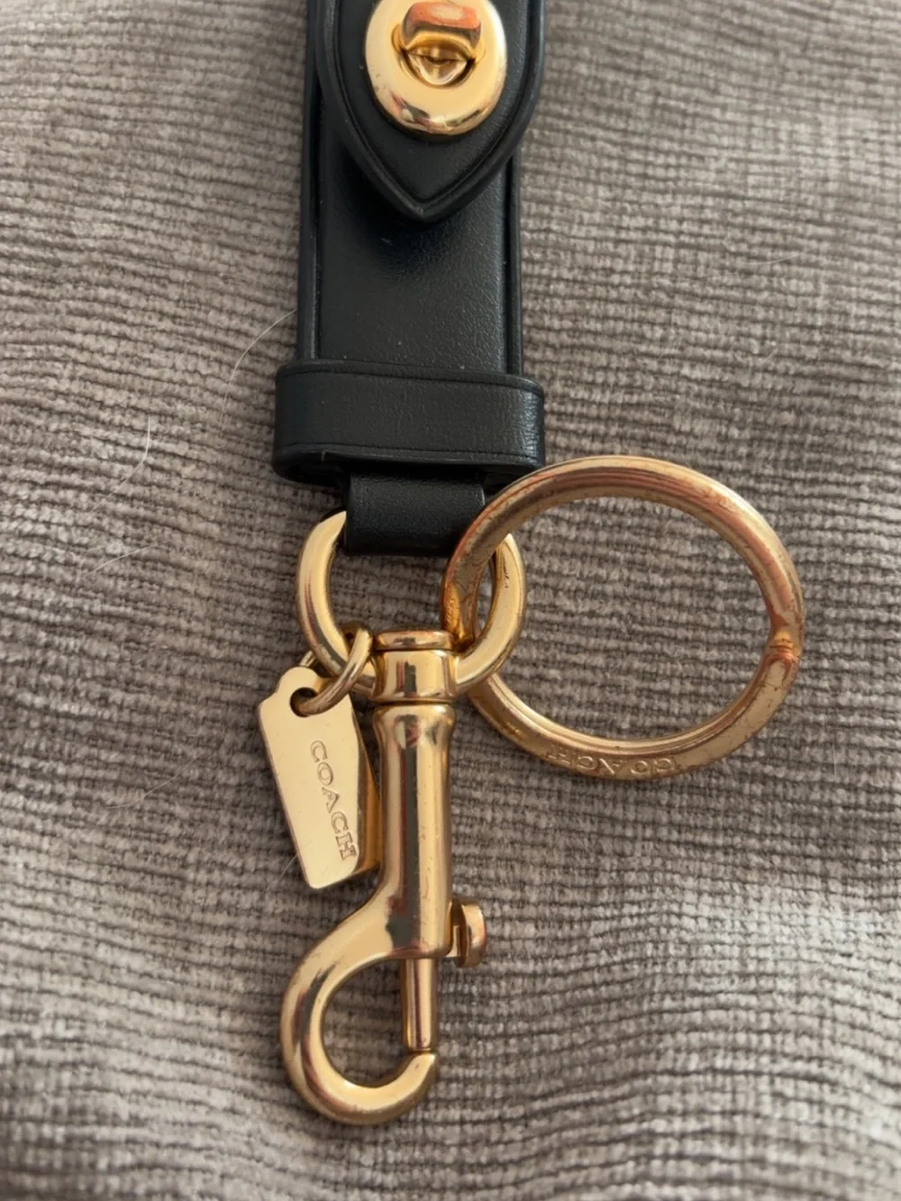 Coach Black Leather Key Holder with Gold Hardware